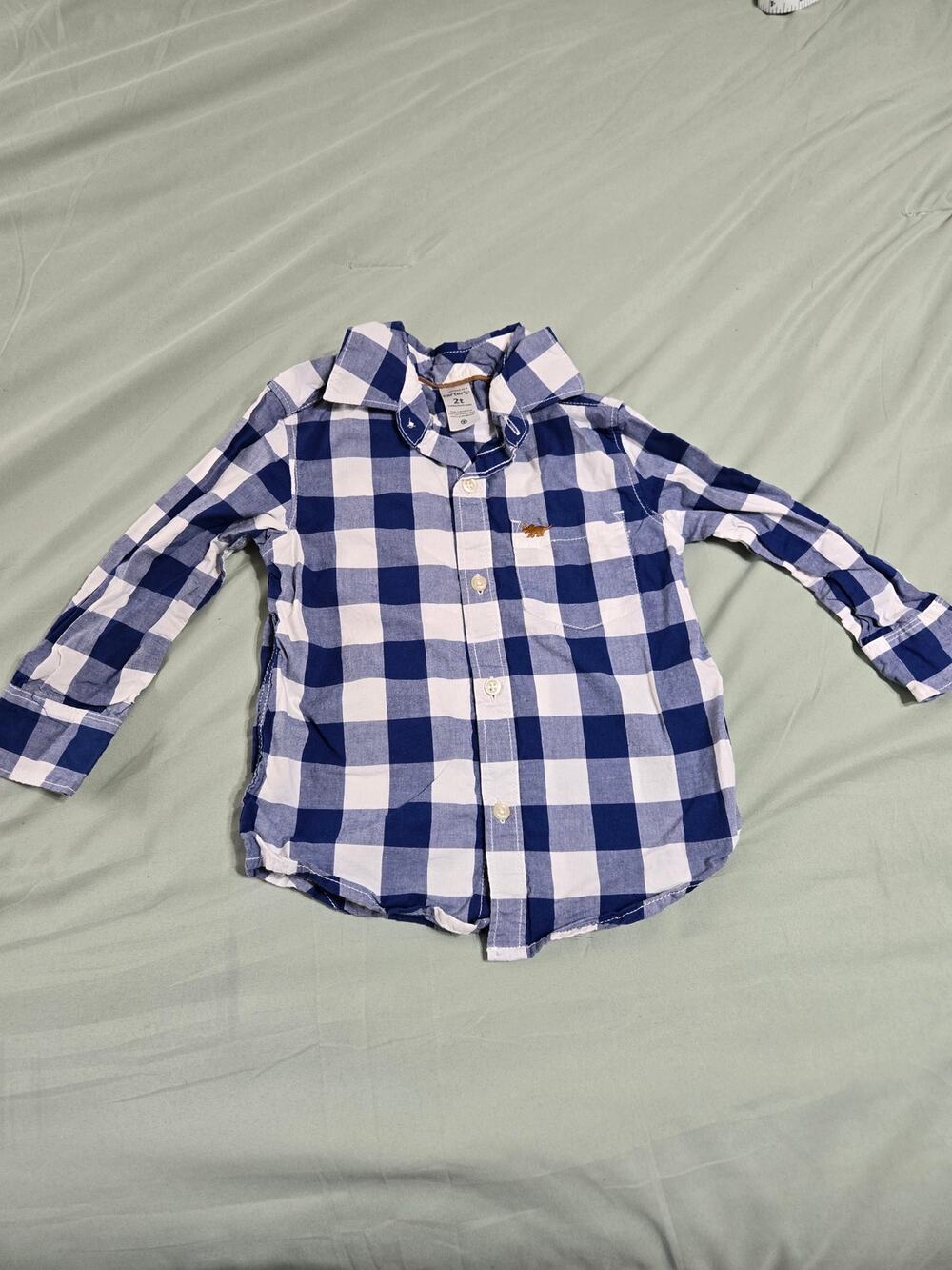Carters 2t boys long sleeve button up plaid shirt